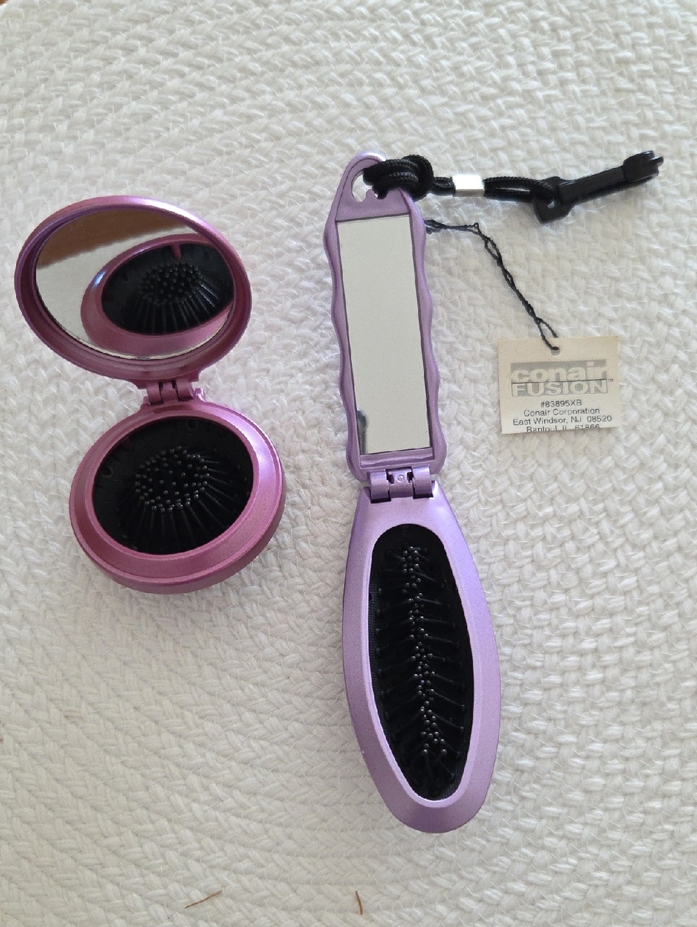 Conair Fusion Compact & Folding Travel Brushes in Metallic Purple/Pink